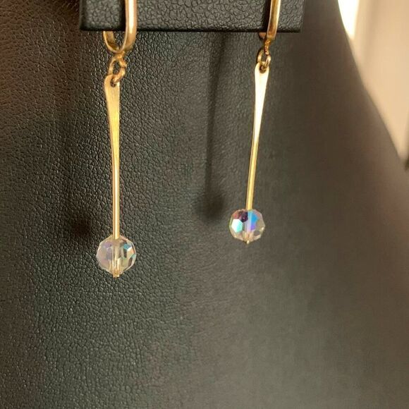 Elegant U drop AB Crystal stick earrings, Vintage, Unmarked - Picture 2 of 4